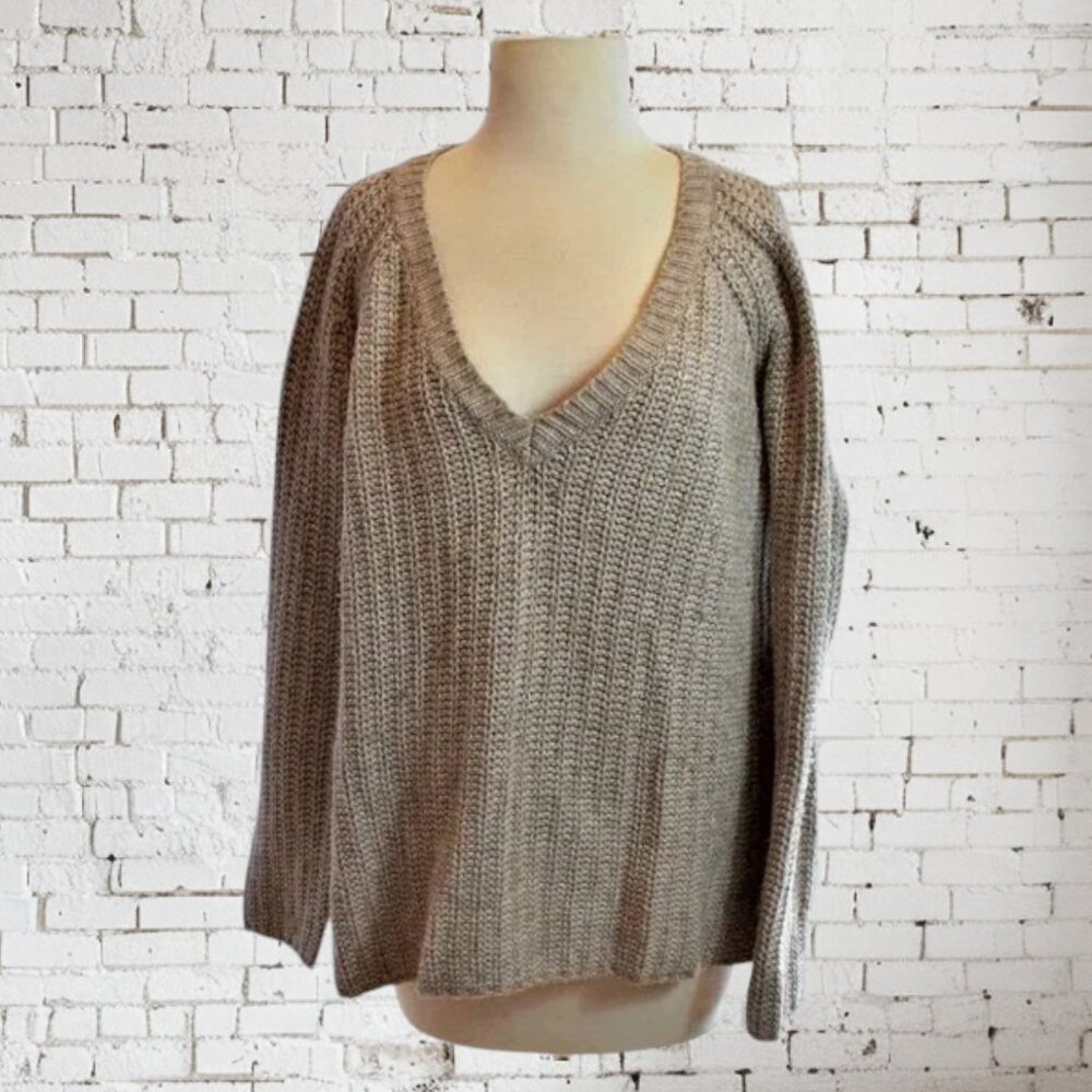 BCBGMaxAzria Wool Blend Sweater V-Neck Oversized